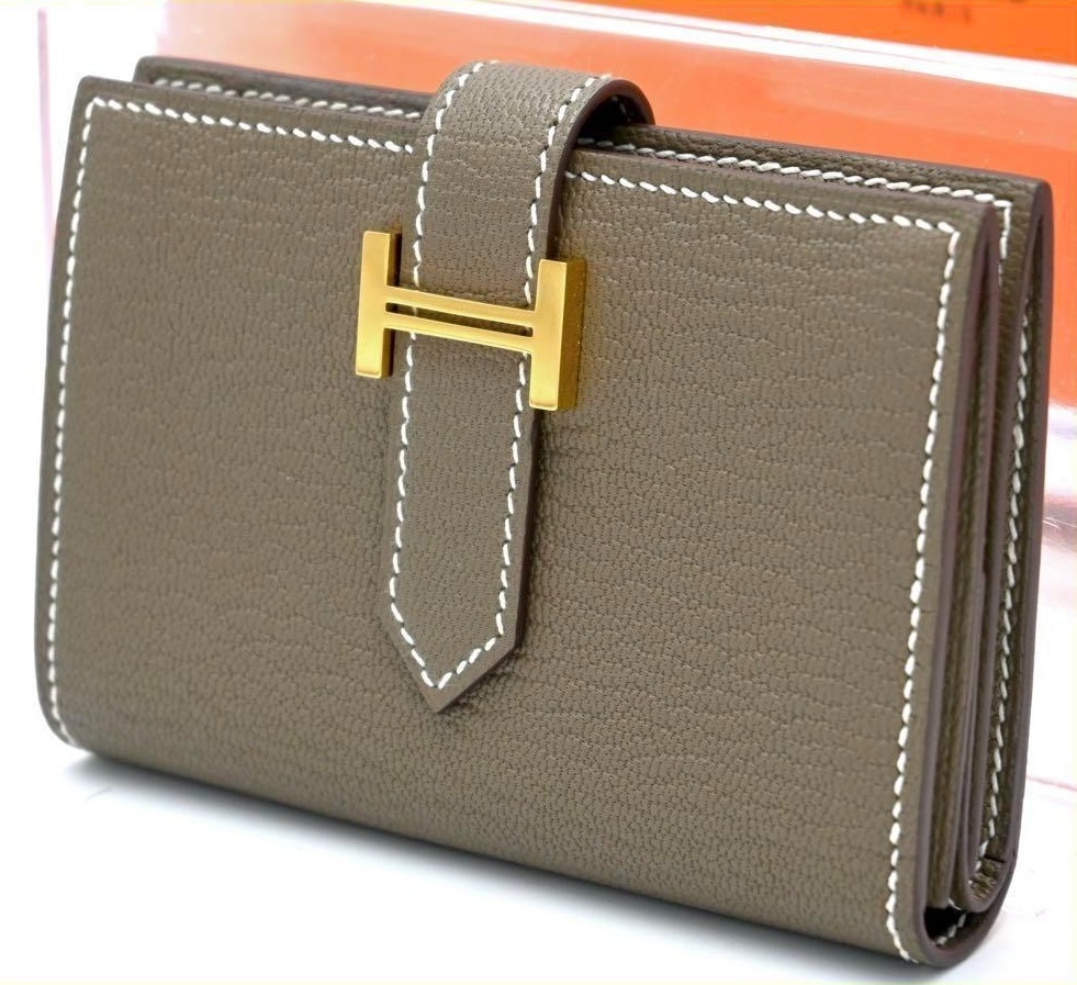 Hermes Bearn Mini Chevre Mysore Etoupe Coin Case