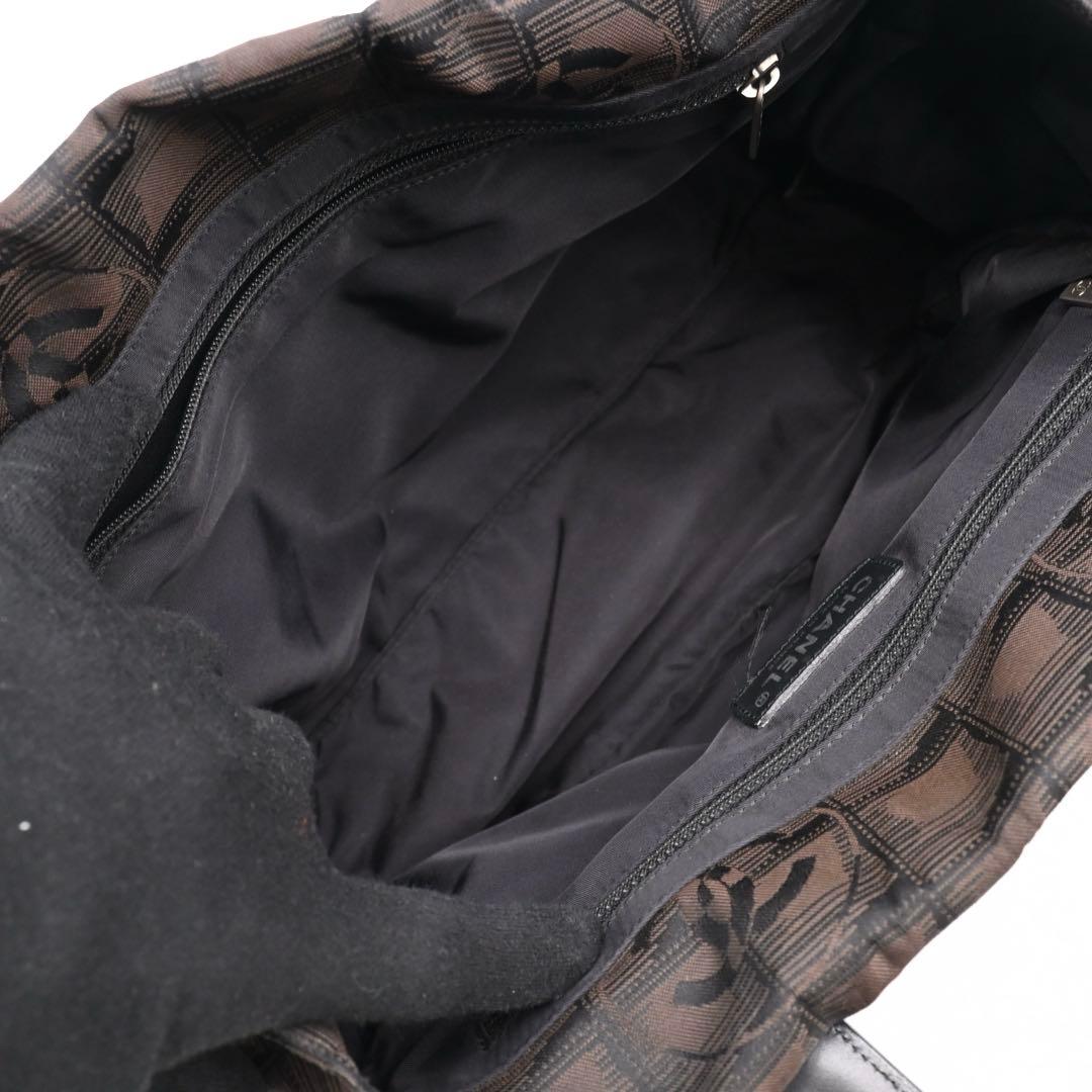 Chanel New Travel Line Tote Bag PM Black Nylon Brown