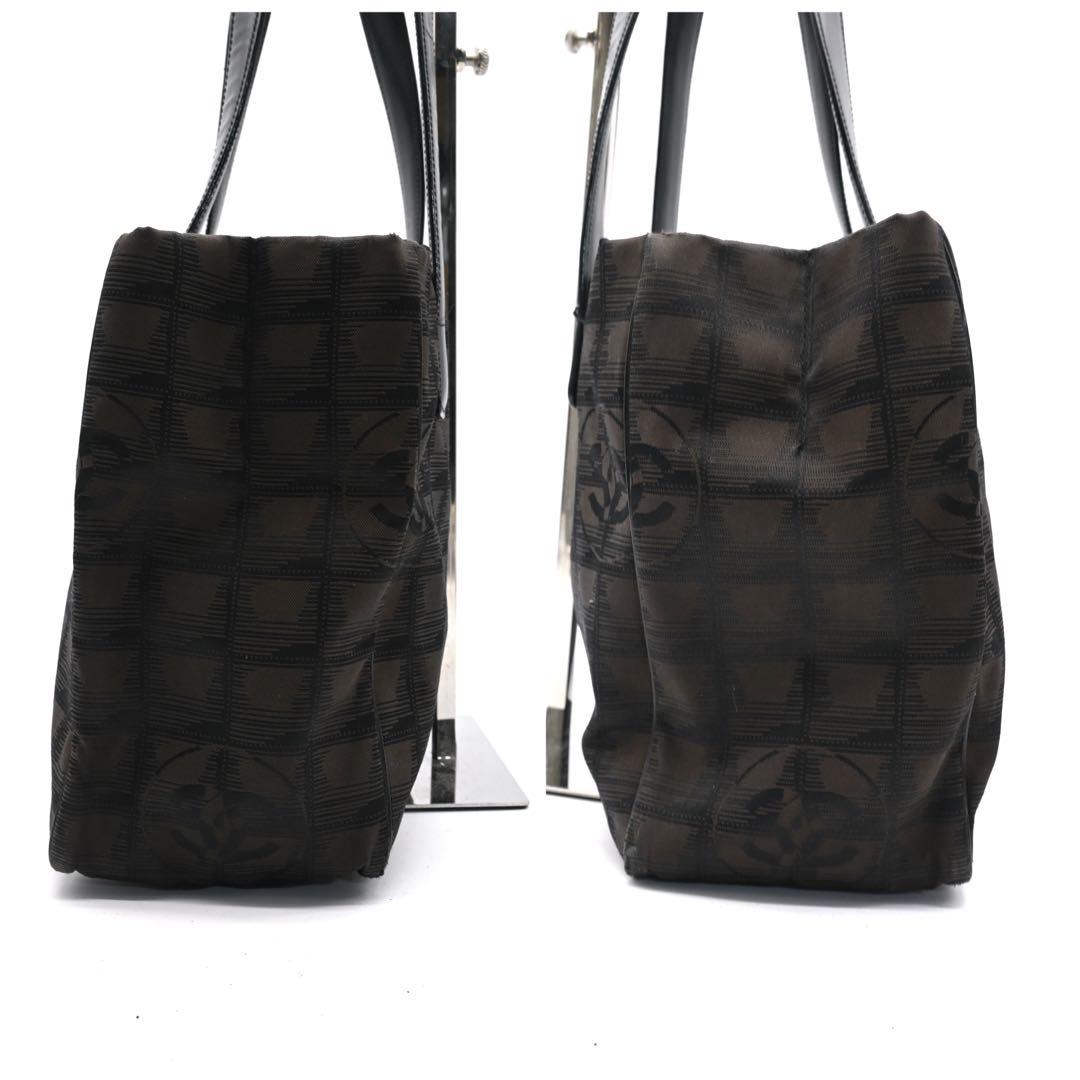 Chanel New Travel Line Tote Bag PM Black Nylon Brown