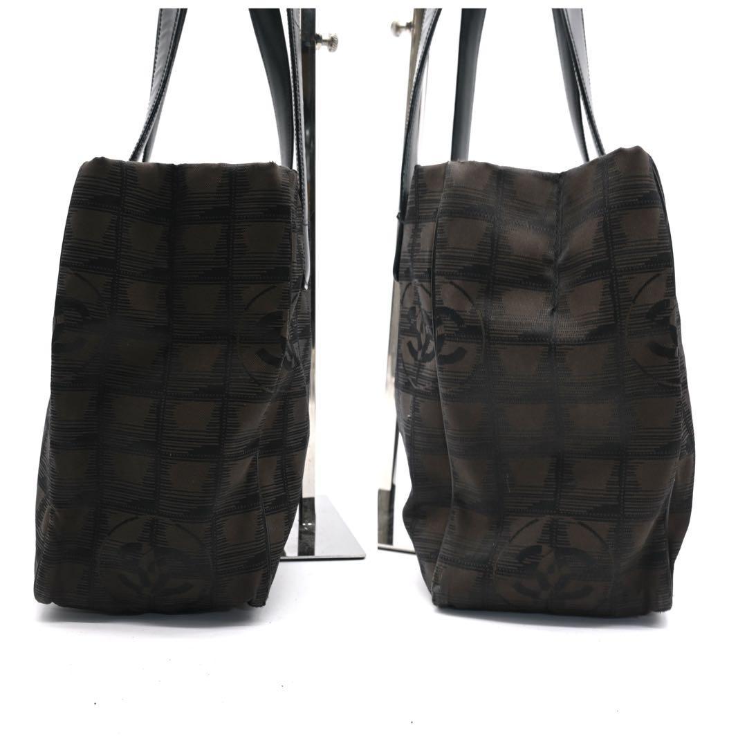 Chanel New Travel Line Tote Bag PM Black Nylon Brown