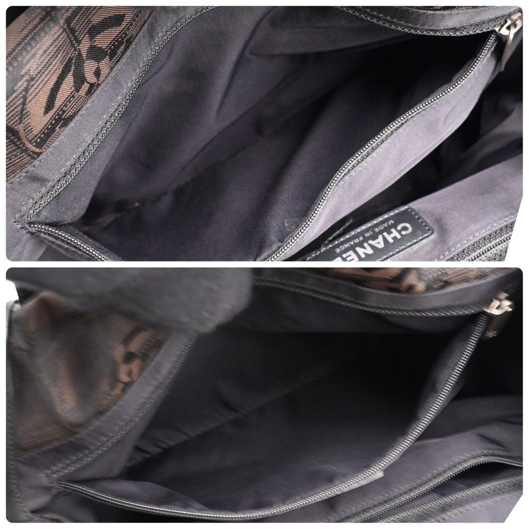 Chanel New Travel Line Tote Bag PM Black Nylon Brown