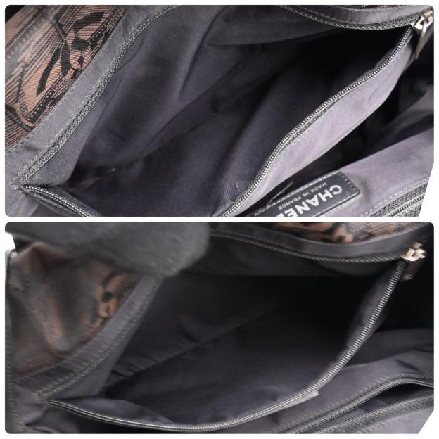 Chanel New Travel Line Tote Bag PM Black Nylon Brown