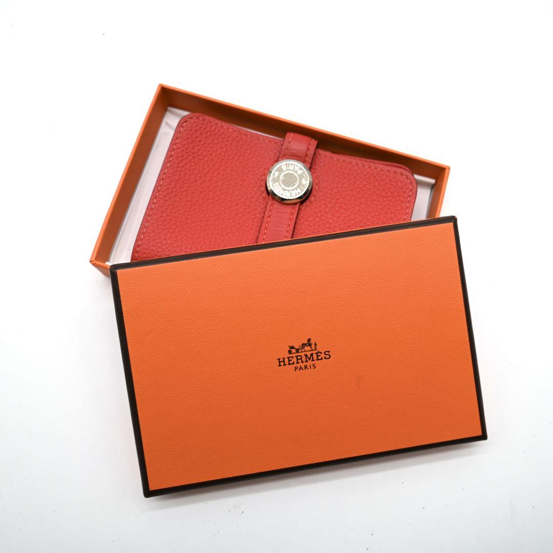 Hermes Dogon Compact Card Case Pink Togo HERMES
