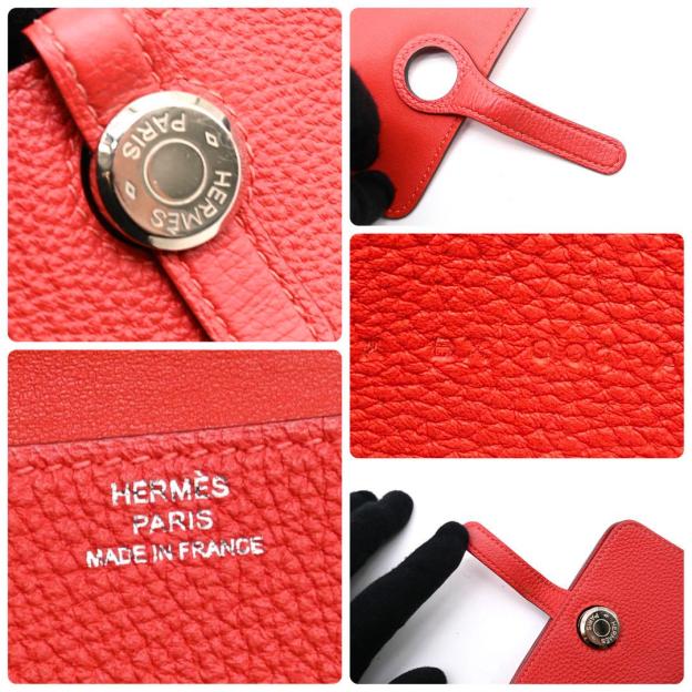 Hermes Dogon Compact Card Case Pink Togo HERMES