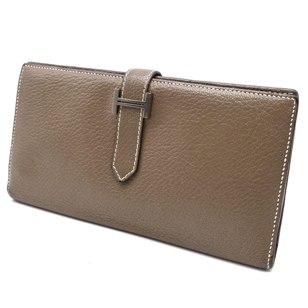 Hermès Bearn Soufflet Chevre Wallet Etoupe Bifold Wallet HERMES
