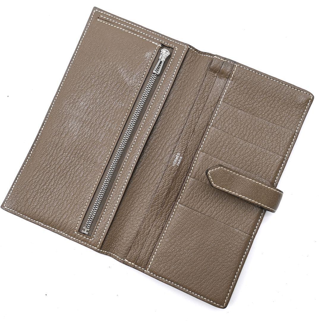 Hermès Bearn Soufflet Chevre Wallet Etoupe Bifold Wallet HERMES
