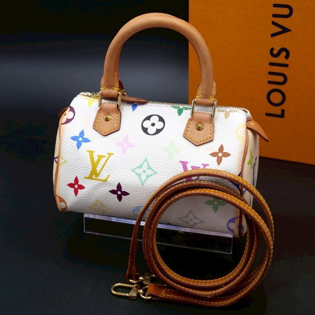  Louis Vuitton Multicolor Mini Speedy Handbag/Shoulder Bag white