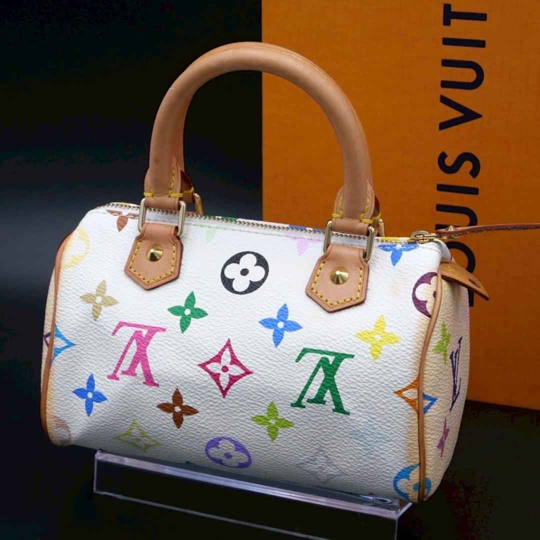  Louis Vuitton Multicolor Mini Speedy Handbag/Shoulder Bag white