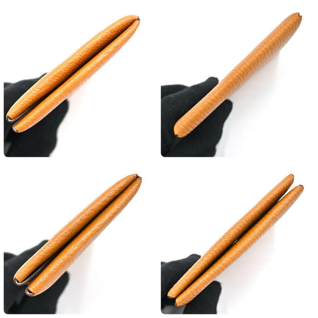 [Rare color] Hermes Calvi Chevre coin case gold brown