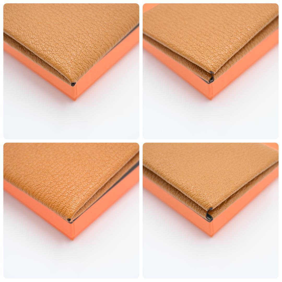 [Rare color] Hermes Calvi Chevre coin case gold brown