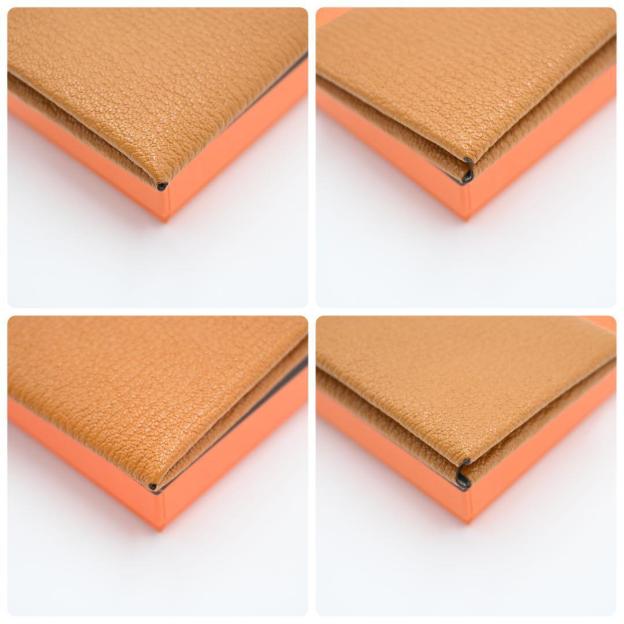 [Rare color] Hermes Calvi Chevre coin case gold brown