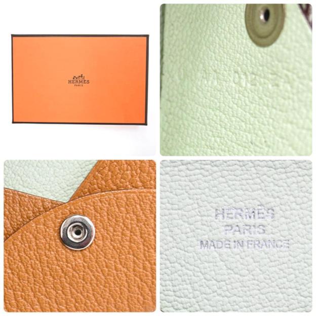 [Rare color] Hermes Calvi Chevre coin case gold brown