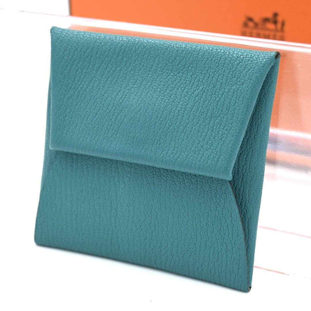 HERMES Bastia Coin Purse Wallet Chevre Mysol Green