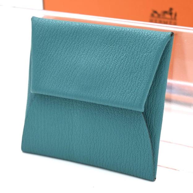 HERMES Bastia Coin Purse Wallet Chevre Mysol Green