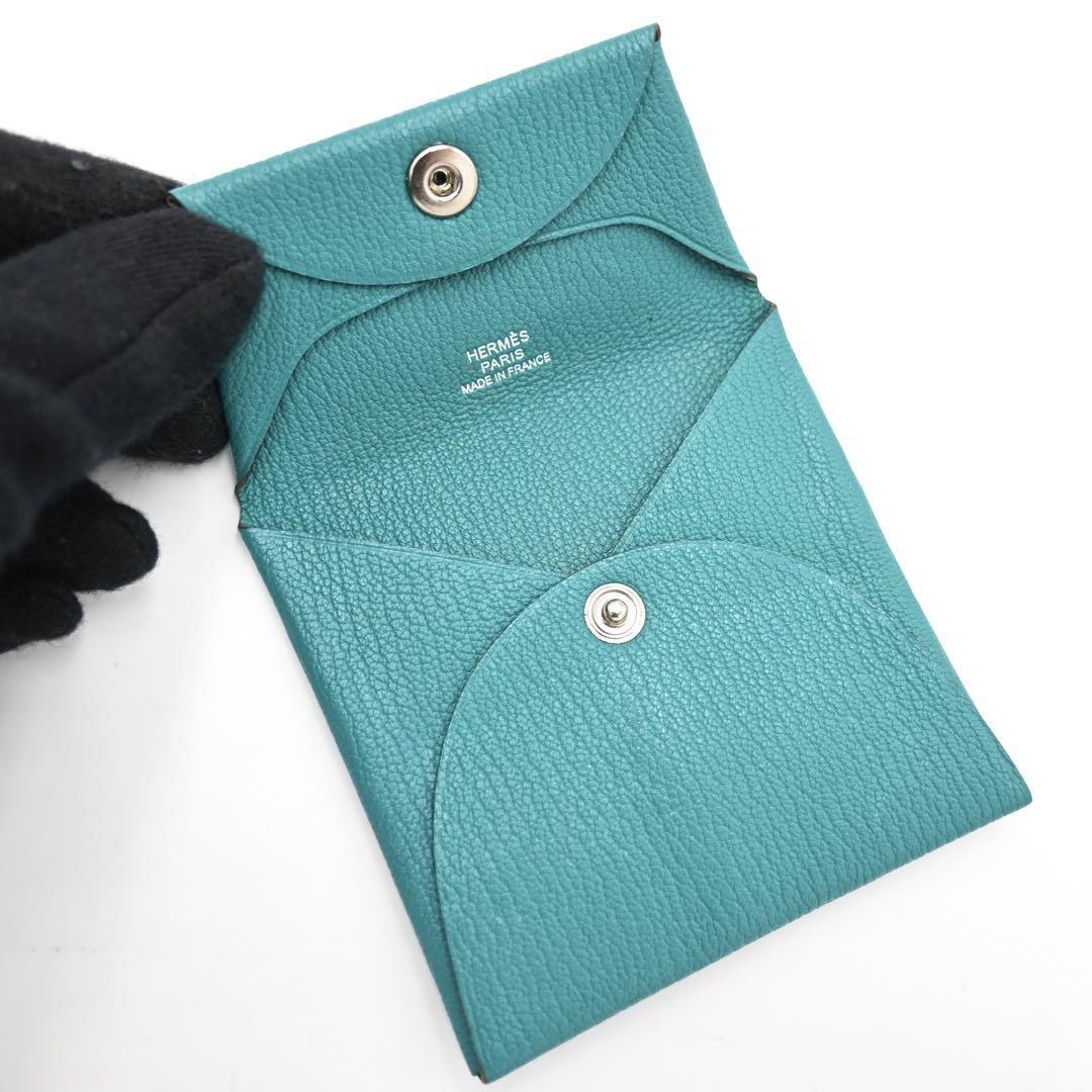 HERMES Bastia Coin Purse Wallet Chevre Mysol Green