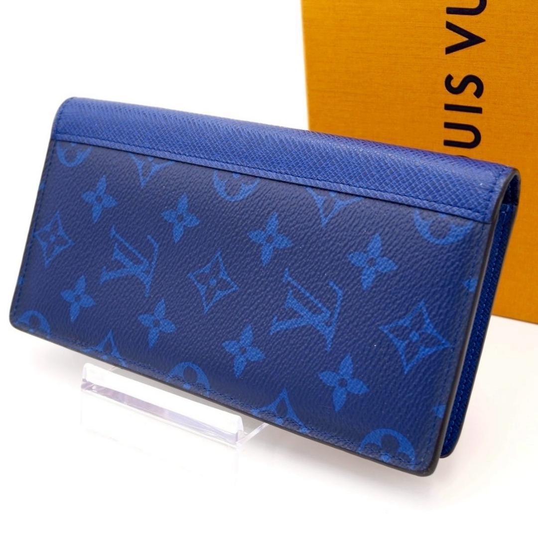 Louis Vuitton Portefeuille Taiga Rama Brazza Blue Long Wallet in Cobalt
