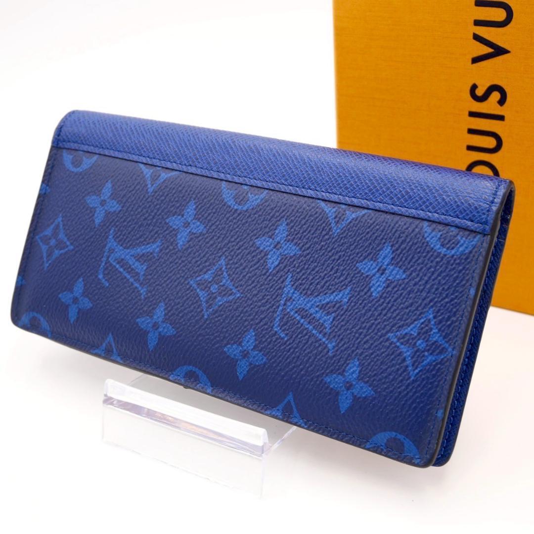 Louis Vuitton Portefeuille Taiga Rama Brazza Blue Long Wallet in Cobalt