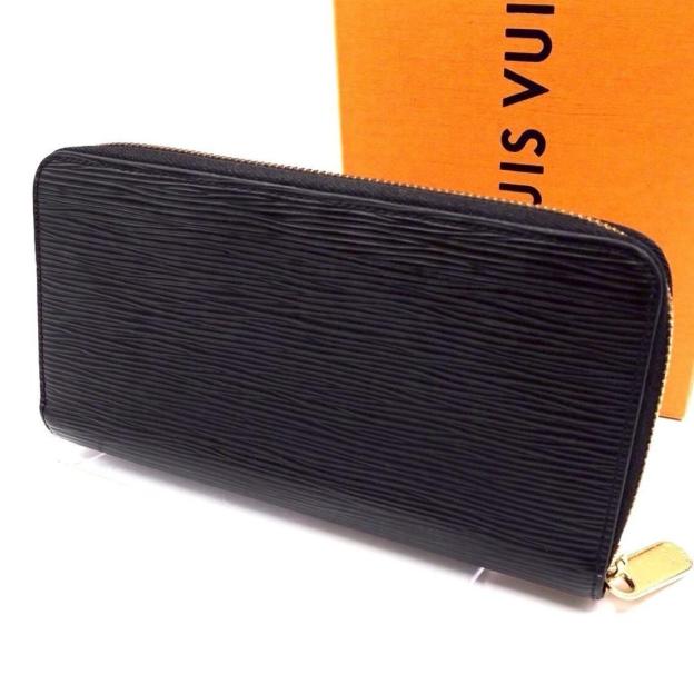 Louis Vuitton Zippy Wallet Epi Gold Hardware Black Long Wallet Noir