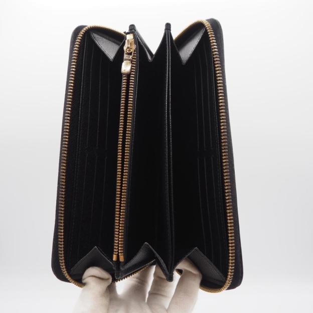 Louis Vuitton Zippy Wallet Epi Gold Hardware Black Long Wallet Noir