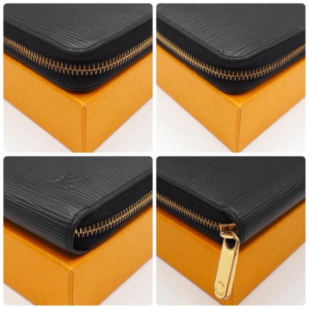 Louis Vuitton Zippy Wallet Epi Gold Hardware Black Long Wallet Noir