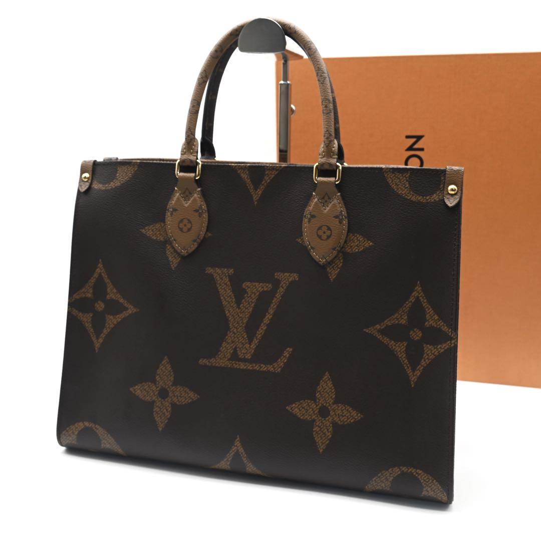 Louis Vuitton On the Go MM Monogram Reverse Tote Bag Brown