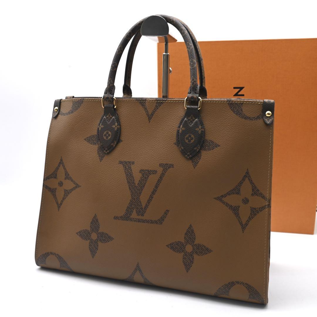 Louis Vuitton On the Go MM Monogram Reverse Tote Bag Brown