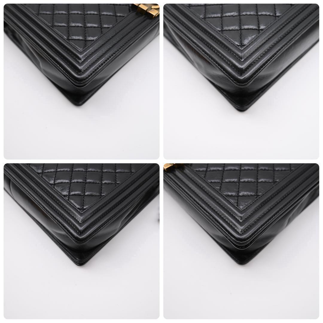 CHANEL Boy Chanel calfskin black and gold shoulder bag