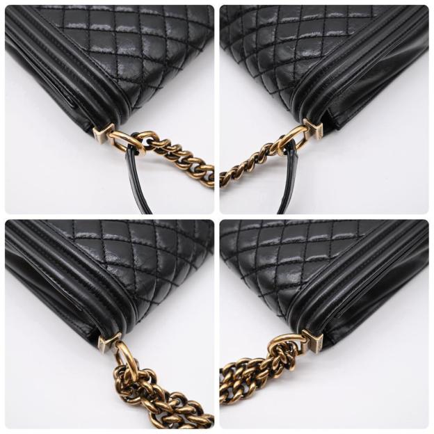 CHANEL Boy Chanel calfskin black and gold shoulder bag