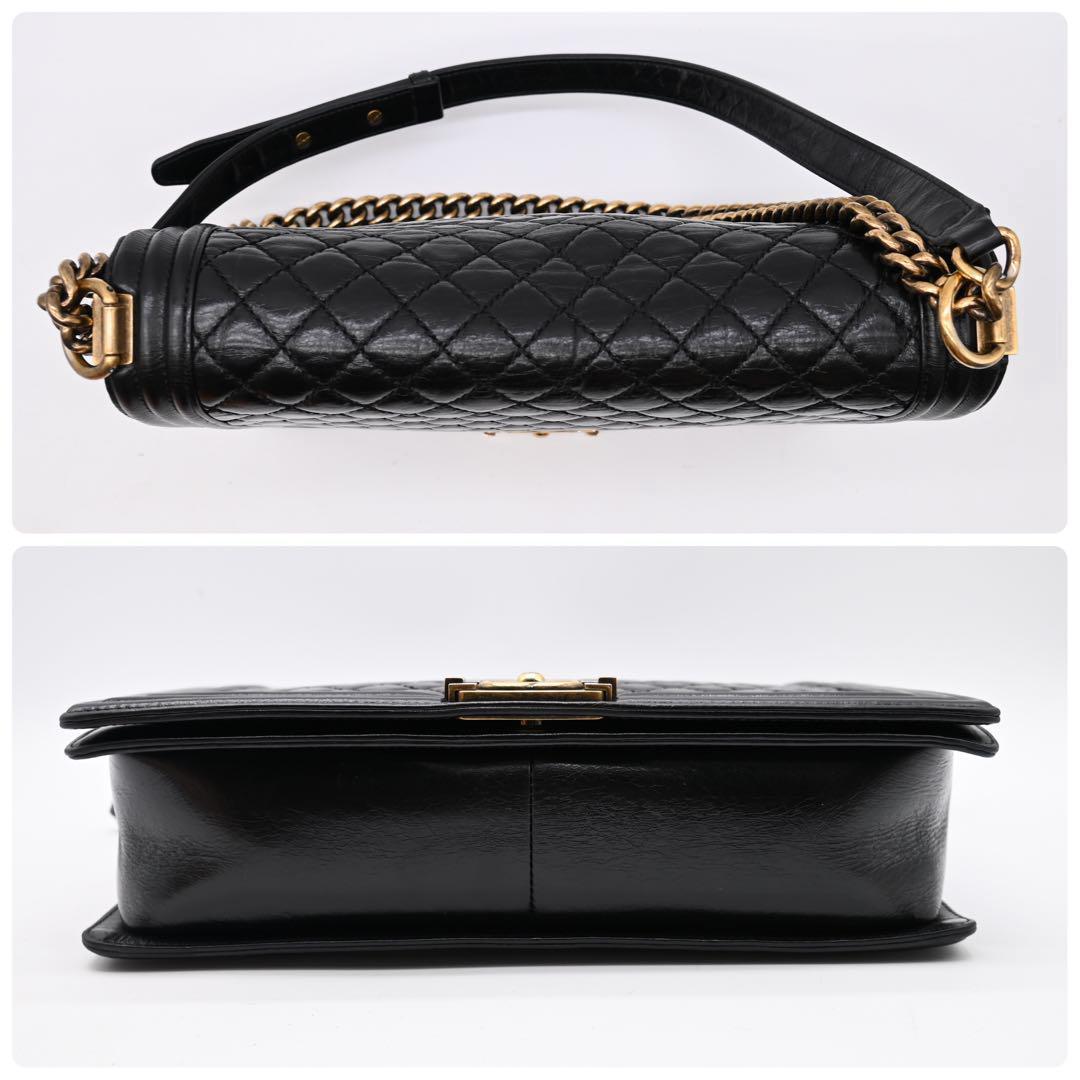 CHANEL Boy Chanel calfskin black and gold shoulder bag