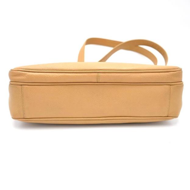 CHANEL Caviar Skin Shoulder Bag Beige Turnlock CHANEL