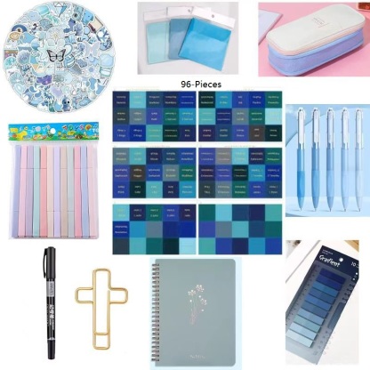 Blue Bible Journaling Kit for Men |  Journal, Pen Case & Markers | Practical Set  Christian Gifts