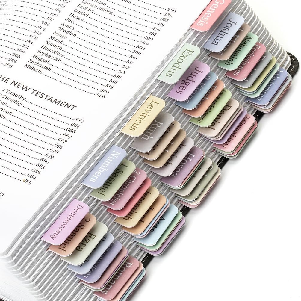 Soft Morandi Bible Index Tabs for Women – Pastel Bible Book Tabs with Gold Foil on Coated Paper
