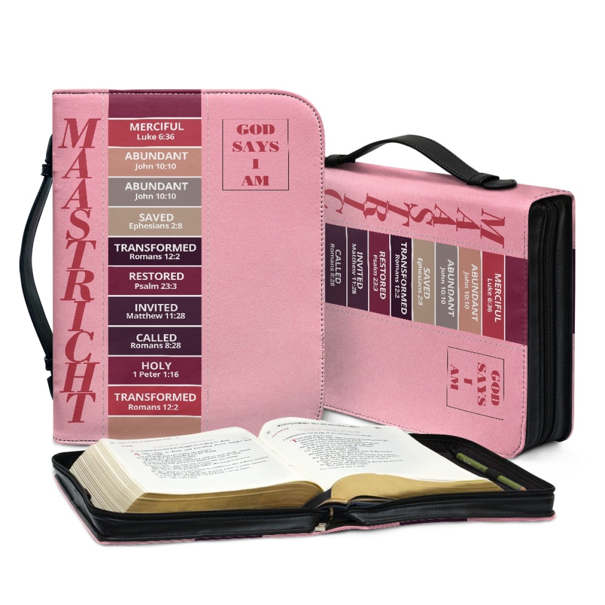 Letter by Letter Blessing: Pink Personalized Bible Bag