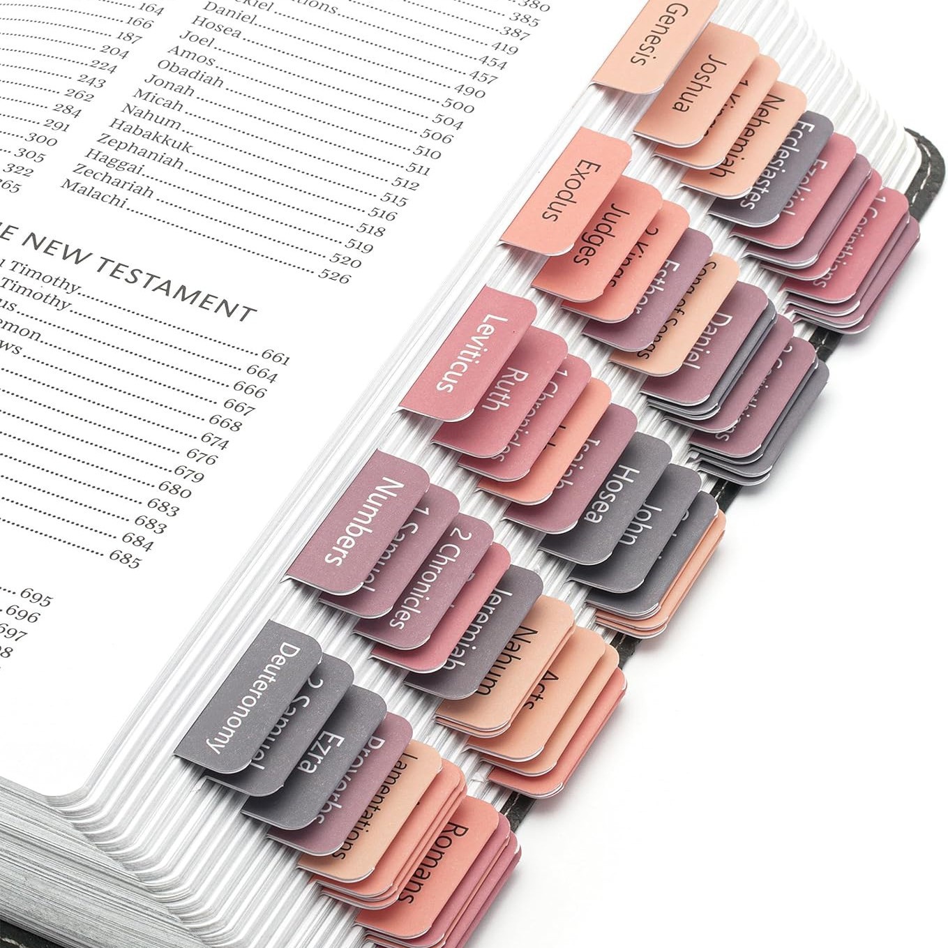 Sunset Orange-Pink Bible Index Tabs – Gradient Bible Book Tabs on Coated Paper