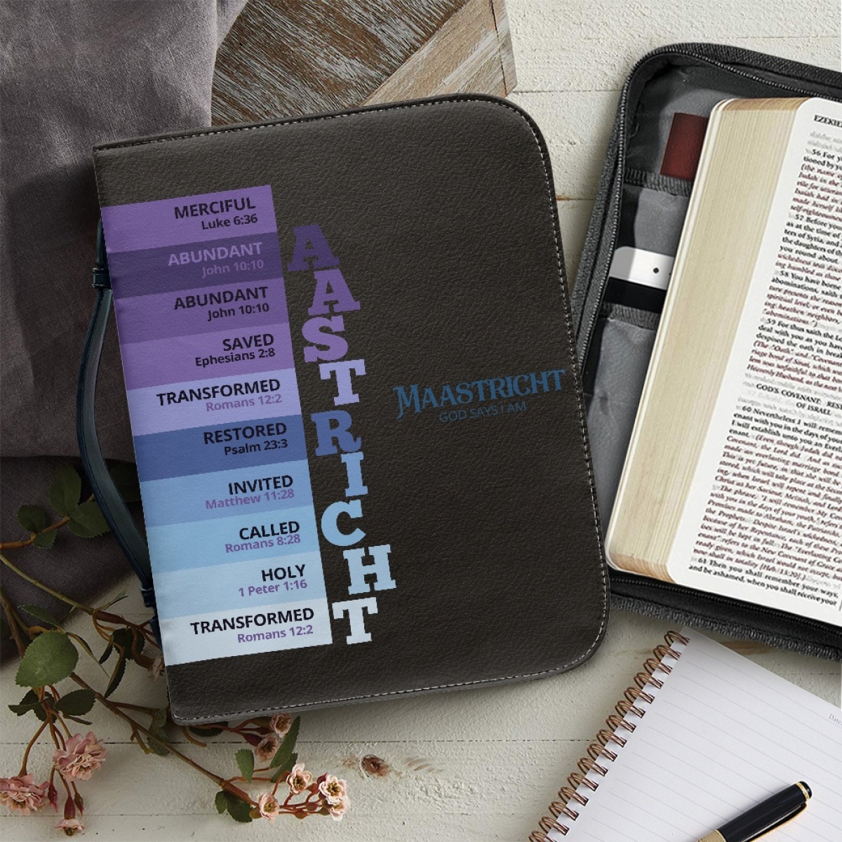 Letter by Letter Blessing: Black Personalized Bible Case