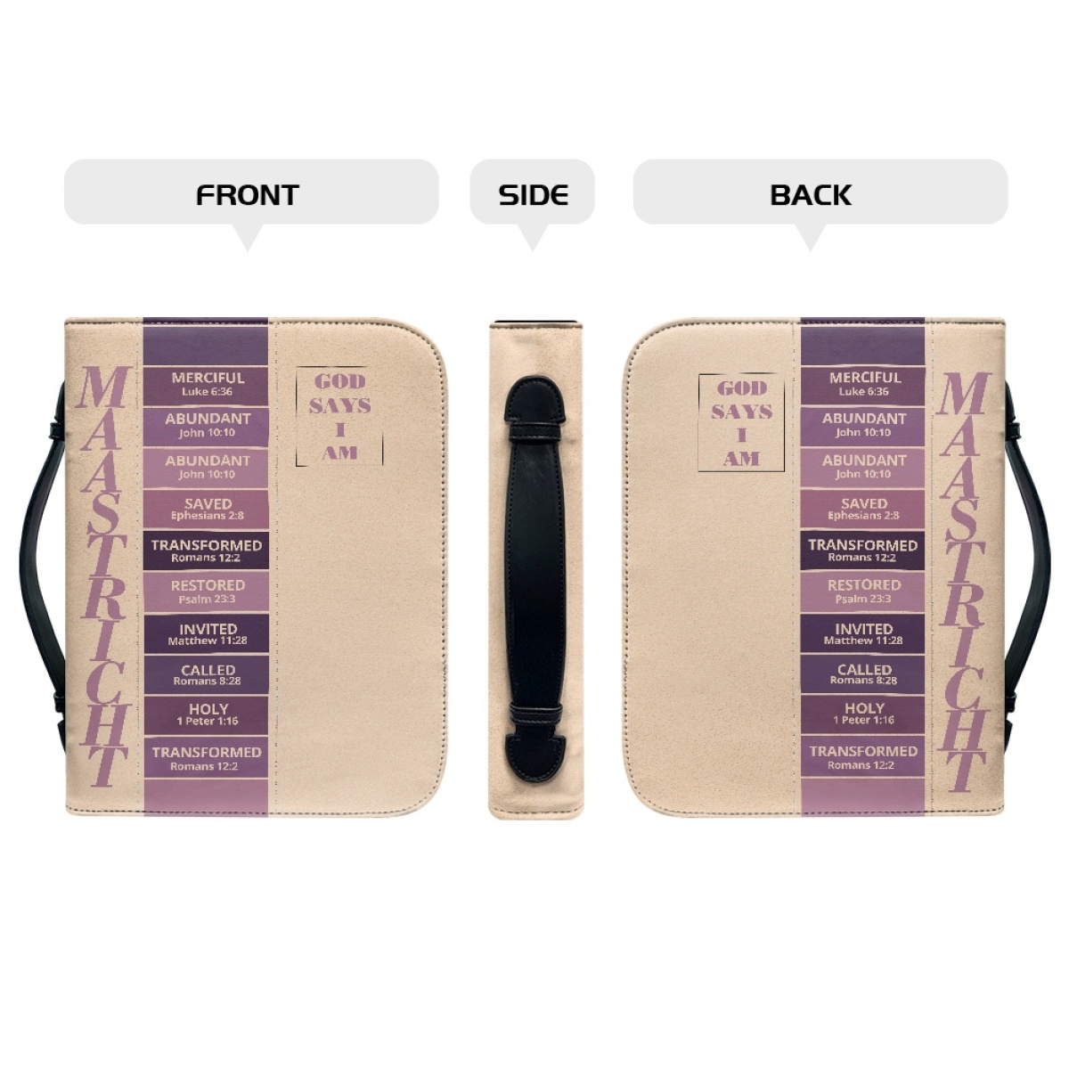 Letter by Letter Blessing: Beige Personalized Bible Bag