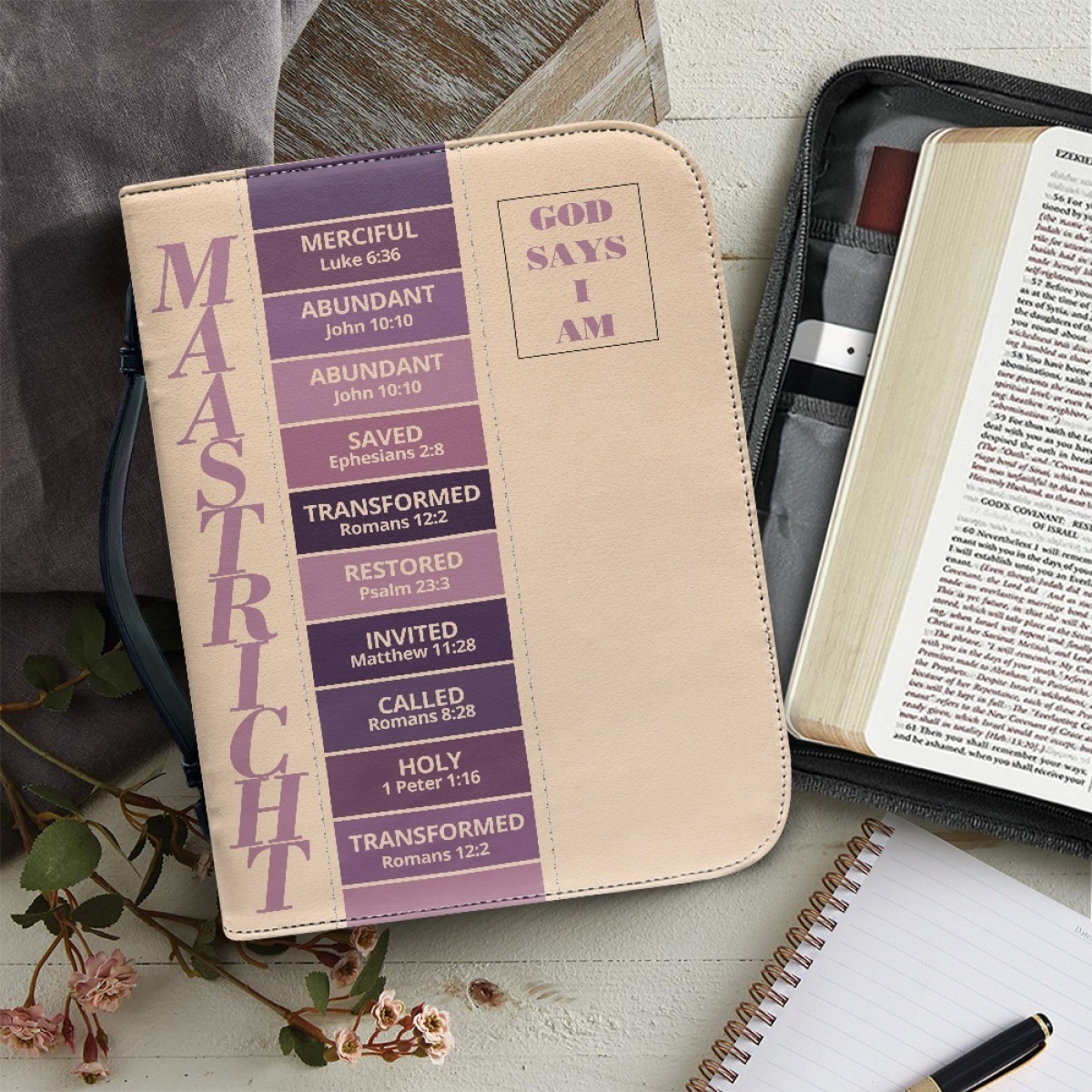 Letter by Letter Blessing: Beige Personalized Bible Bag