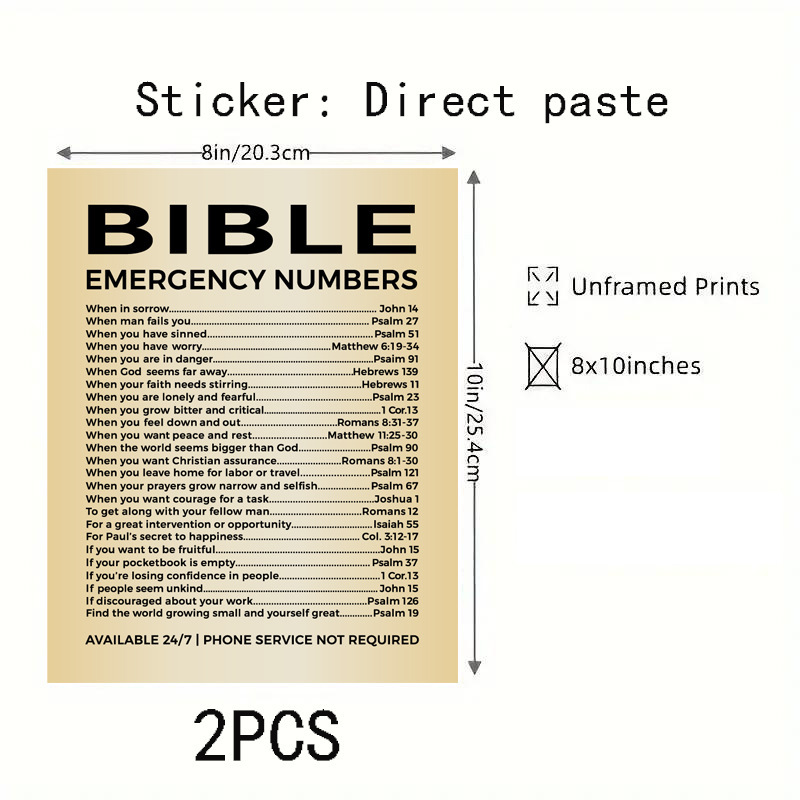 Bible Emergency Numbers Waterproof Direct - Stick Sticker 8"×10"