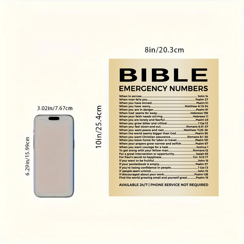 Bible Emergency Numbers Waterproof Direct - Stick Sticker 8"×10"