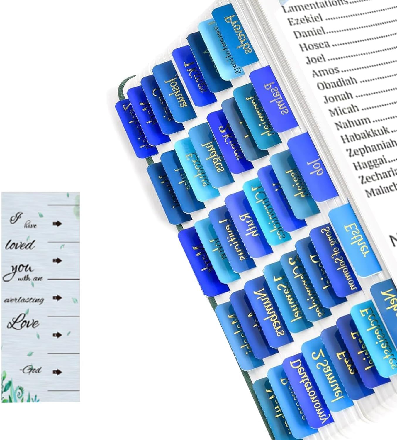 Gold Stamp Bible Tabs Set | Color - Printed Glasine Tabs for Old & New Testament Study