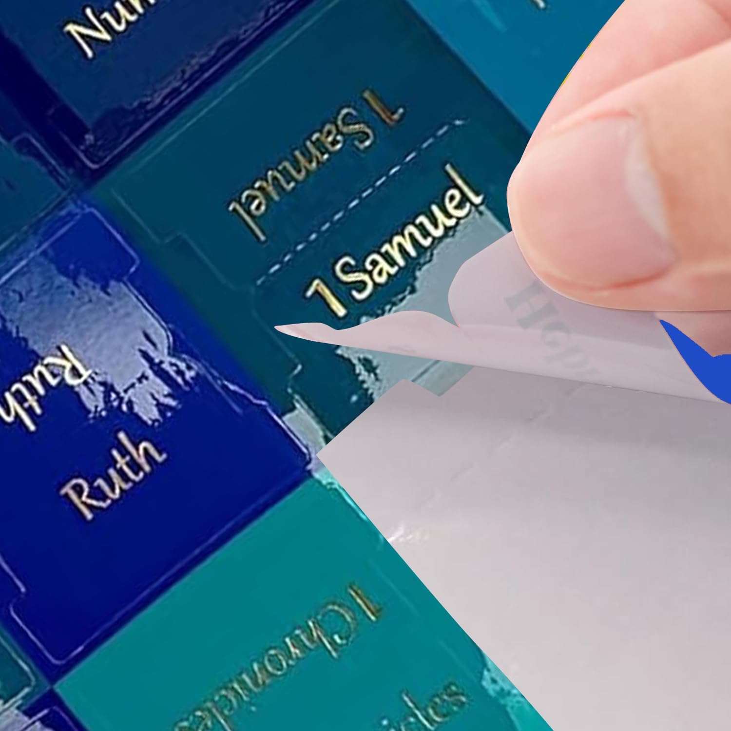 Gold Stamp Bible Tabs Set | Color - Printed Glasine Tabs for Old & New Testament Study