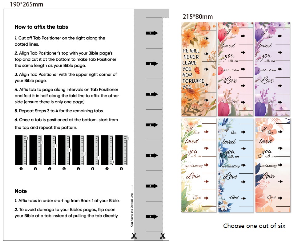 Bible Tab Placement Guide Card | Step - by - Step Book Indexing Tool