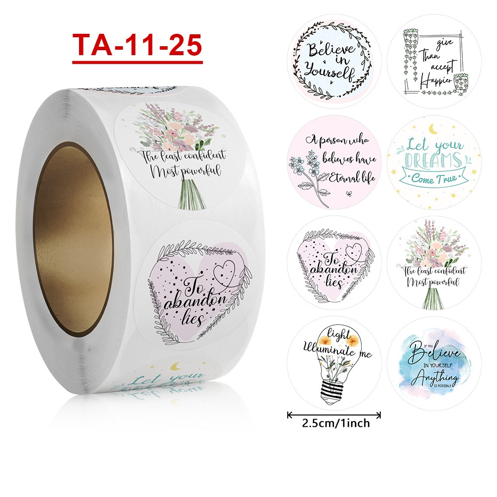 Bible Stickers - 500 Pcs Floral Christian Religious Decal Inspirational Scripture Round Sticker