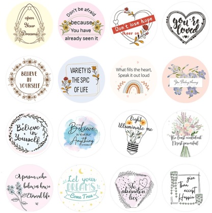 Bible Verses Roll Stickers - 500 Pcs Floral Christian Religious Decal Scripture Round Sticker