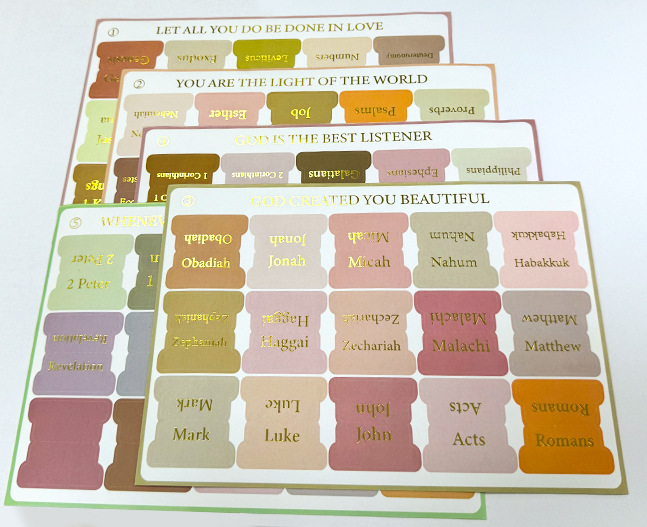 Bohemian Index Tabs, Gold Foil Bible Label Stickers - 5 Sheets/Set