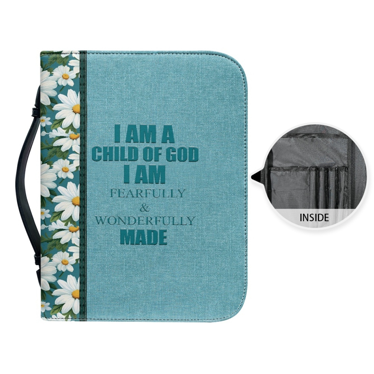 Custom Leather Bible Cover for Women - Engraved "I Am a Child of God" | Soft Pastel Design & Divine Assurance