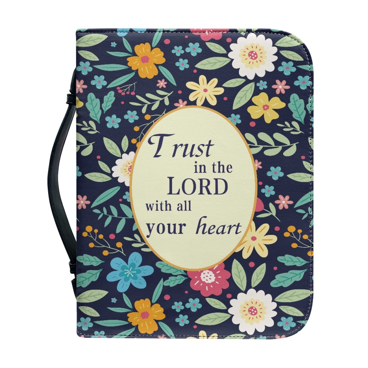 Leather Floral Bible Cover for Women - Engraved Trust in the Lord with All Your Heart (Proverbs 3:5)