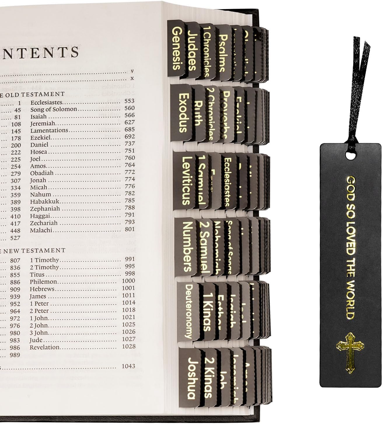 Gliding Retro Bible Tabs Set – 75 Large Print Tabs & Bookmark for Men & Women