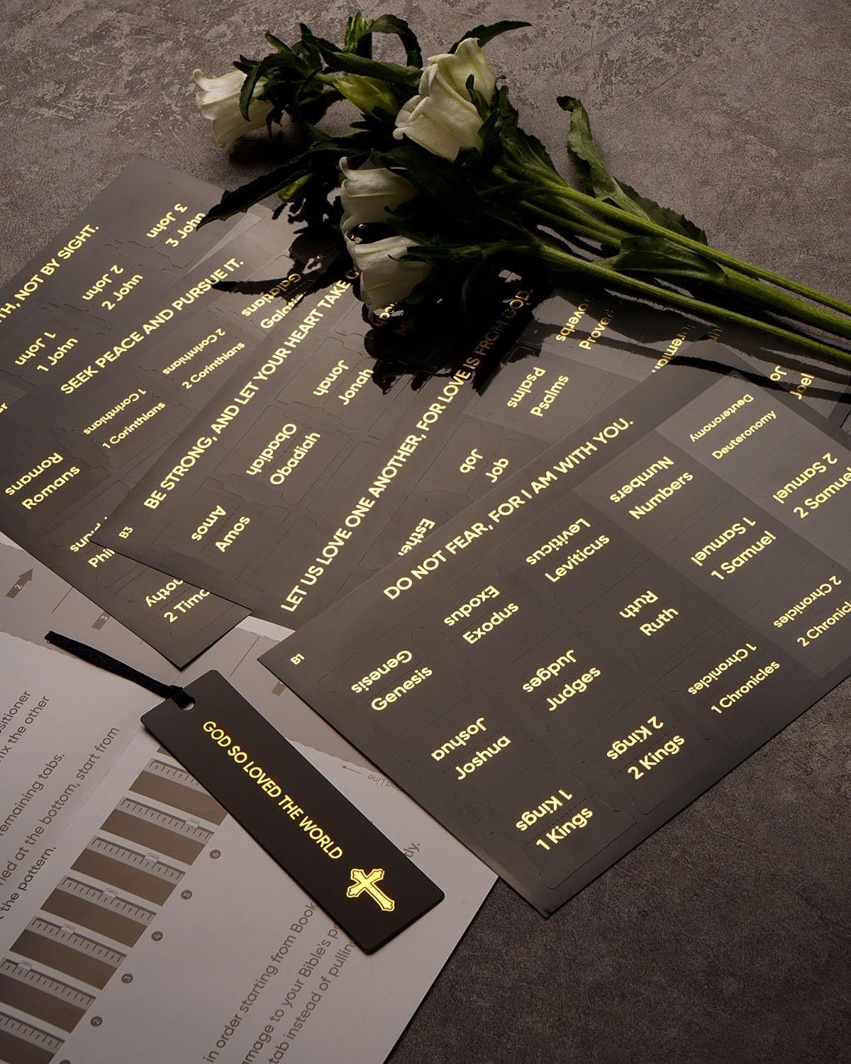  75 Large Print Tabs & Bookmark for Men & Women |  Easy - Navigate Study Bible Accessories