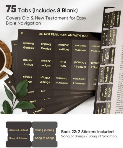  75 Large Print Tabs & Bookmark for Men & Women |  Easy - Navigate Study Bible Accessories